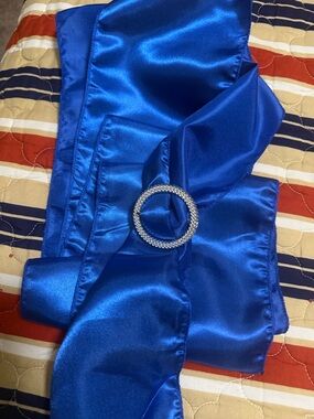 Blue Satin Ribbon with buckle very long